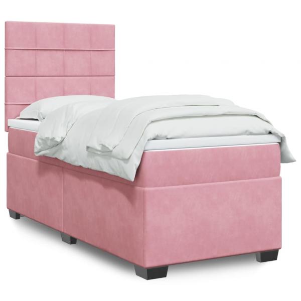 ARDEBO.de - Boxspringbett mit Matratze Rosa 80x200 cm Samt