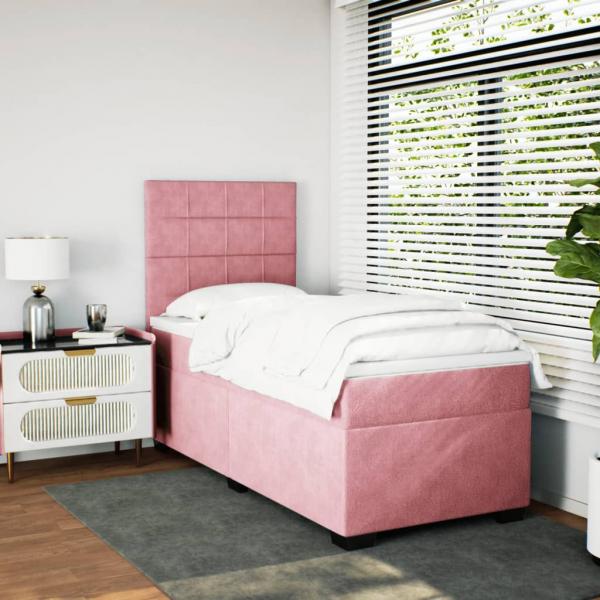 Boxspringbett mit Matratze Rosa 80x200 cm Samt