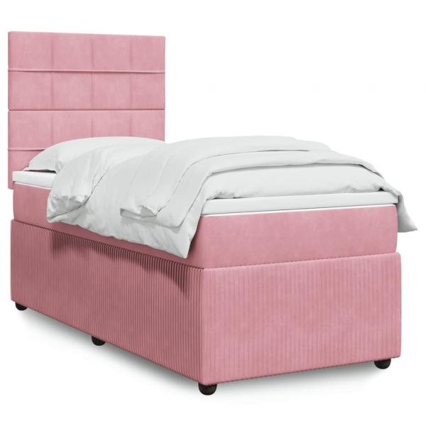 ARDEBO.de - Boxspringbett mit Matratze Rosa 80x200 cm Samt