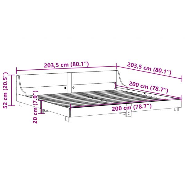 Massivholzbett ohne Matratze Weiß 200x200 cm Kiefernholz