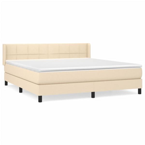 Boxspringbett mit Matratze Creme 180x200 cm Stoff