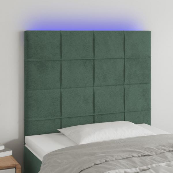 ARDEBO.de - LED Kopfteil Dunkelgrün 80x5x118/128 cm Samt