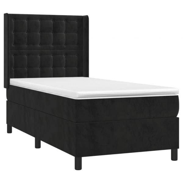 Boxspringbett mit Matratze & LED Schwarz 90x200 cm Samt