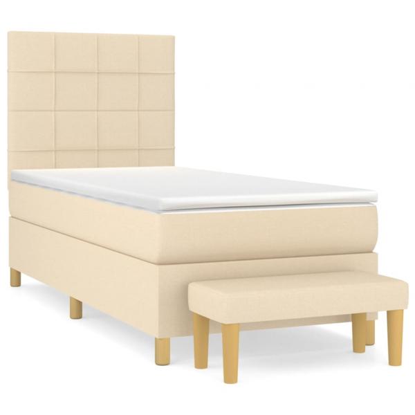 ARDEBO.de - Boxspringbett mit Matratze Creme 90x200 cm Stoff