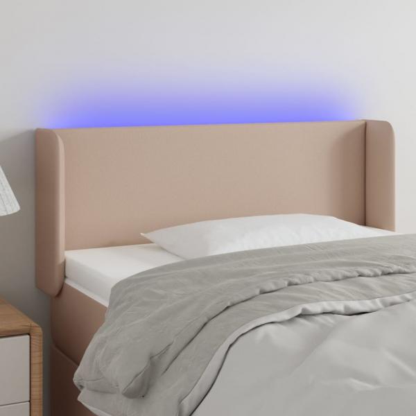 ARDEBO.de - LED Kopfteil Cappuccino-Braun 103x16x78/88 cm Kunstleder