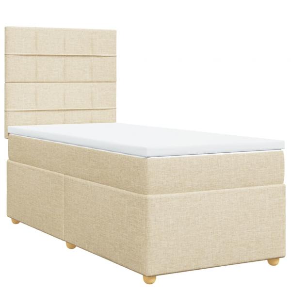 Boxspringbett mit Matratze Creme 90x190 cm Stoff