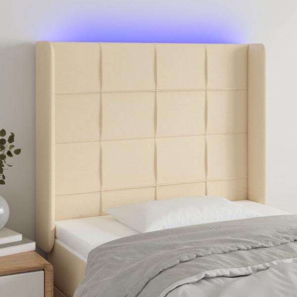 ARDEBO.de - LED Kopfteil Creme 93x16x118/128 cm Stoff