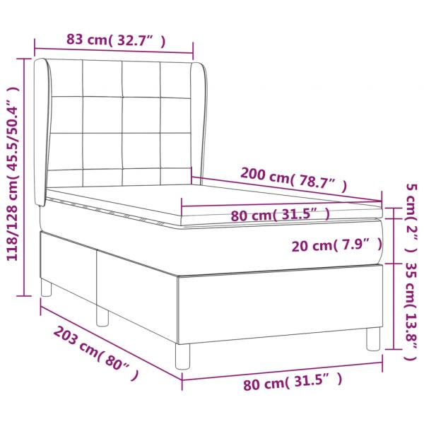 Boxspringbett mit Matratze Creme 80x200 cm Stoff