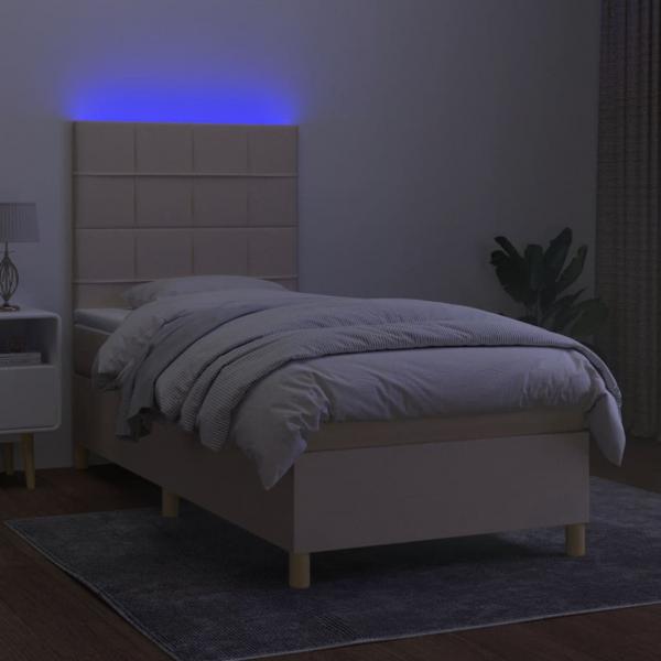 Boxspringbett mit Matratze & LED Creme 80x200 cm Stoff