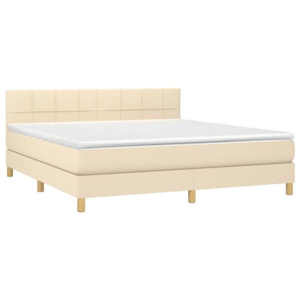 Boxspringbett mit Matratze Creme 180x200 cm Stoff