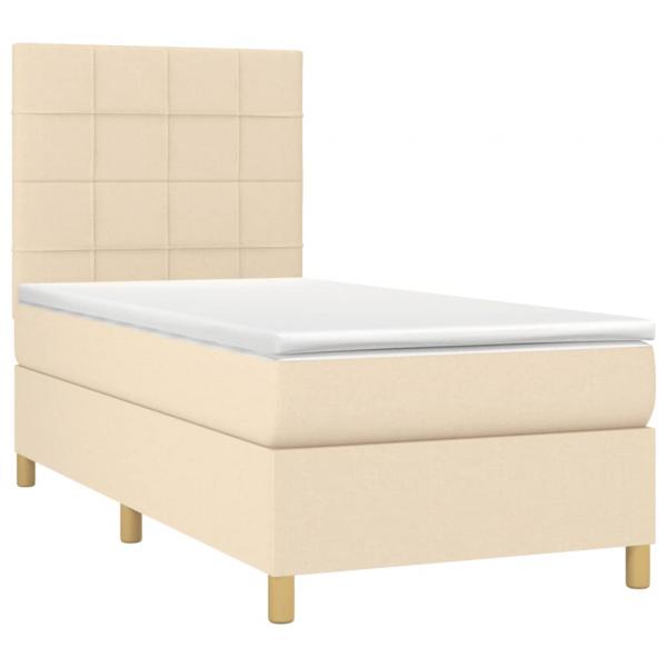 Boxspringbett mit Matratze Creme 90x200 cm Stoff