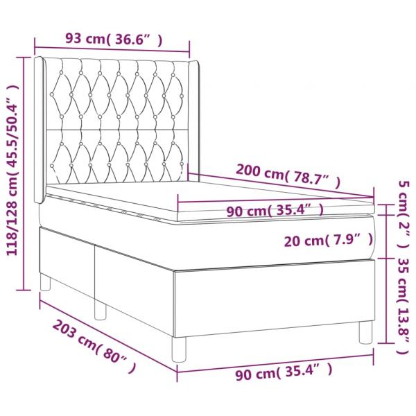 Boxspringbett mit Matratze & LED Schwarz 90x200 cm Samt