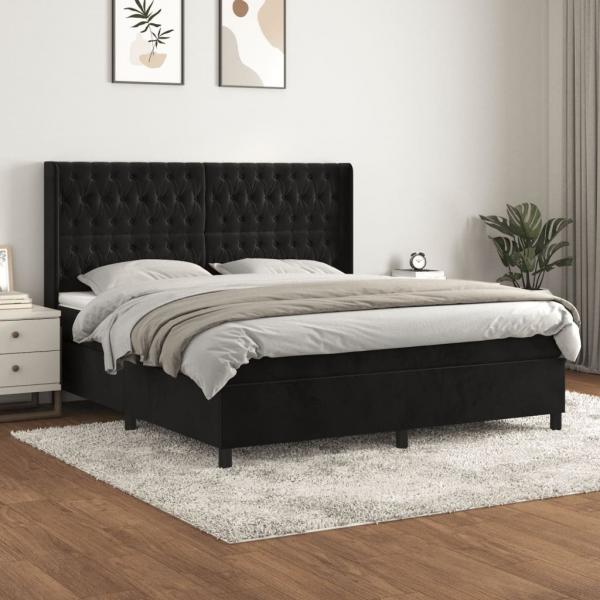 ARDEBO.de - Boxspringbett mit Matratze Schwarz 180x200 cm Samt