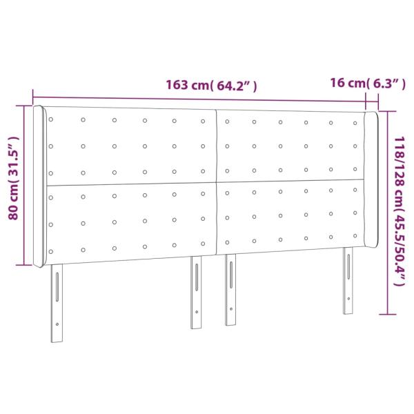 Kopfteil mit Ohren Schwarz 163x16x118/128 cm Samt