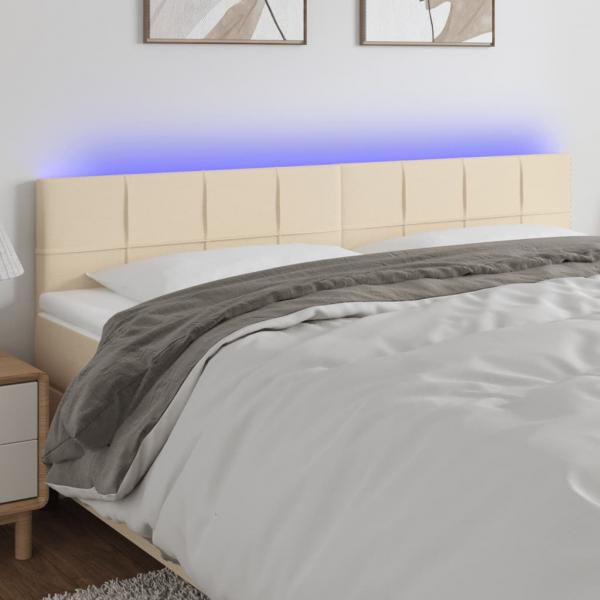 ARDEBO.de - LED Kopfteil Creme 160x5x78/88 cm Stoff