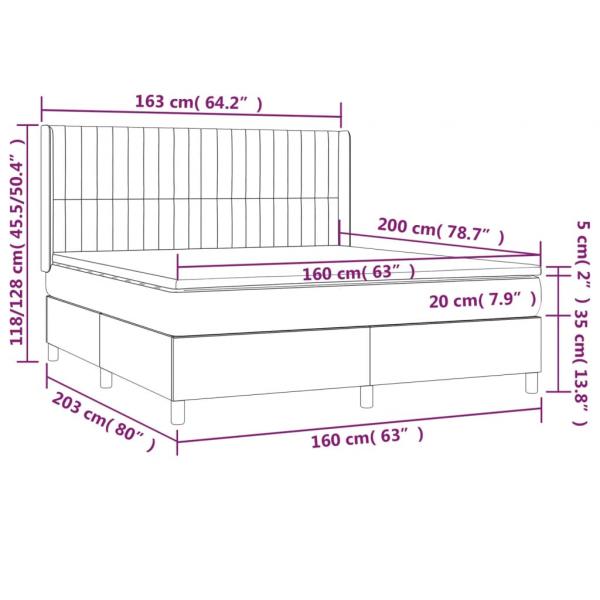 Boxspringbett mit Matratze Schwarz 160x200 cm Samt