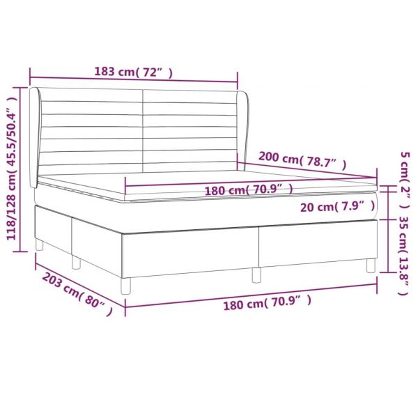 Boxspringbett mit Matratze Schwarz 180x200 cm Samt