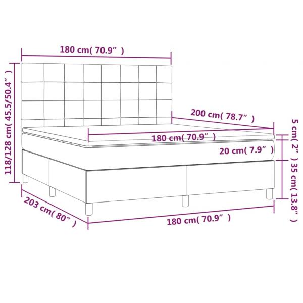 Boxspringbett mit Matratze & LED Creme 180x200 cm Stoff