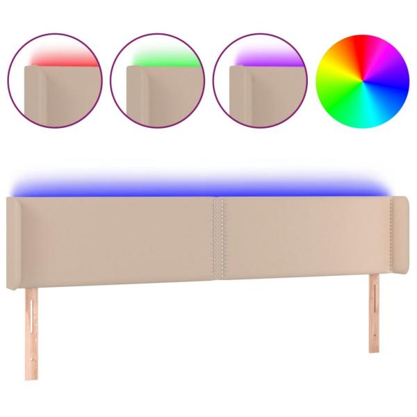 ARDEBO.de - LED Kopfteil Cappuccino-Braun 183x16x78/88 cm Kunstleder