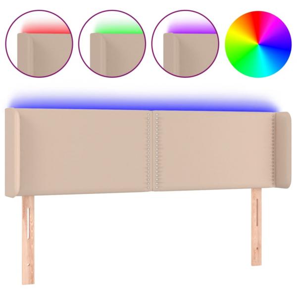 LED Kopfteil Cappuccino-Braun 147x16x78/88 cm Kunstleder