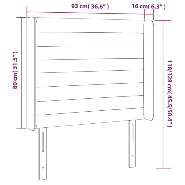 LED Kopfteil Schwarz 93x16x118/128 cm Samt