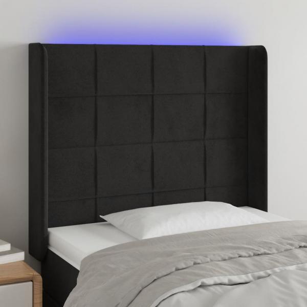 ARDEBO.de - LED Kopfteil Schwarz 103x16x118/128 cm Samt