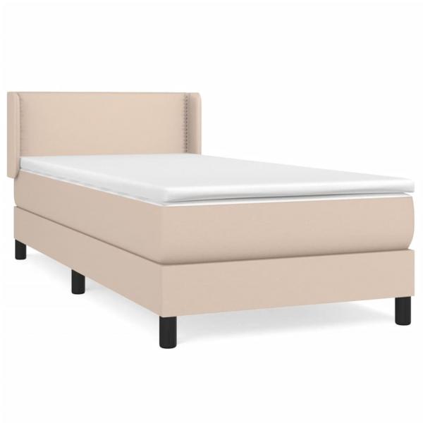 Boxspringbett mit Matratze Cappuccino-Braun 90x190cm Kunstleder