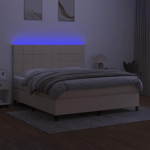 Boxspringbett mit Matratze & LED Creme 160x200 cm Stoff