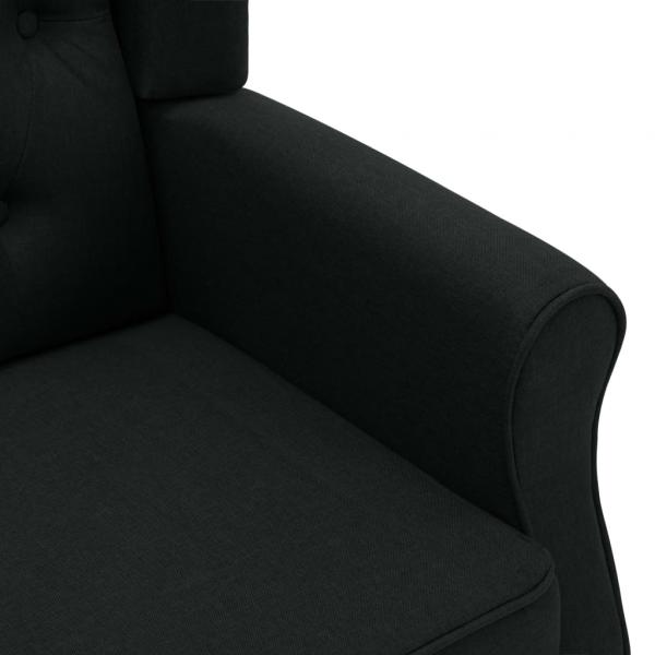 Massagesessel mit Hocker Schwarz Stoff