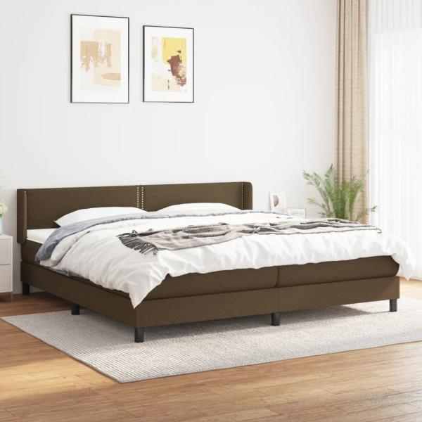 ARDEBO.de - Boxspringbett mit Matratze Dunkelbraun 200x200 cm Stoff