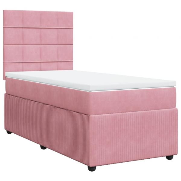 Boxspringbett mit Matratze Rosa 100x200 cm Samt