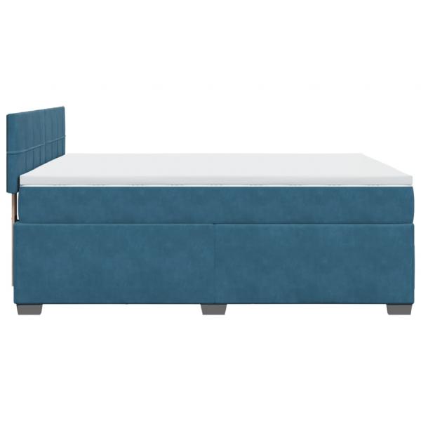 Boxspringbett mit Matratze Blau 140x190 cm Samt