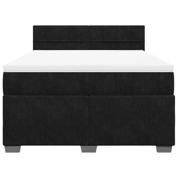 Boxspringbett mit Matratze Schwarz 140x190 cm Samt