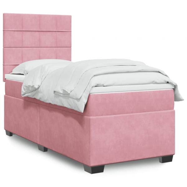 ARDEBO.de - Boxspringbett mit Matratze Rosa 100x200 cm Samt