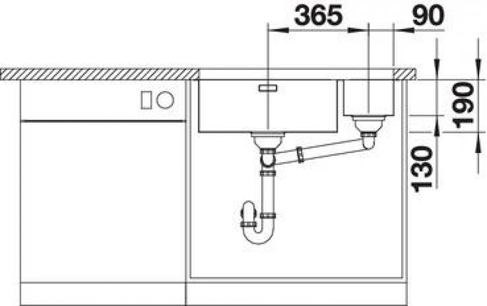 Blanco Andano 500/180-U Edelstahlspüle ohne Ablauffernbedienung, Becken rechts, Edelstahl Seidenglanz (522989)