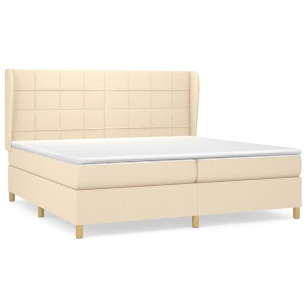 Boxspringbett mit Matratze Creme 200x200 cm Stoff