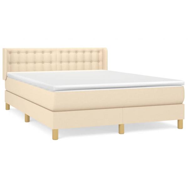 Boxspringbett mit Matratze Creme 140x190 cm Stoff