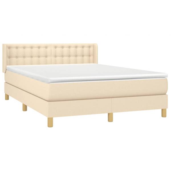 Boxspringbett mit Matratze Creme 140x190 cm Stoff