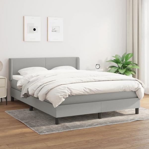 ARDEBO.de - Boxspringbett mit Matratze Hellgrau 140x190 cm Stoff