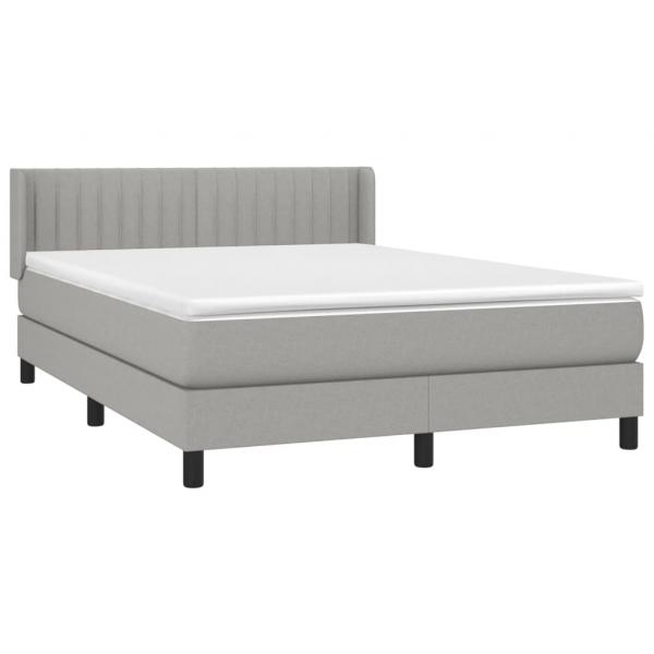 Boxspringbett mit Matratze Hellgrau 140x190 cm Stoff