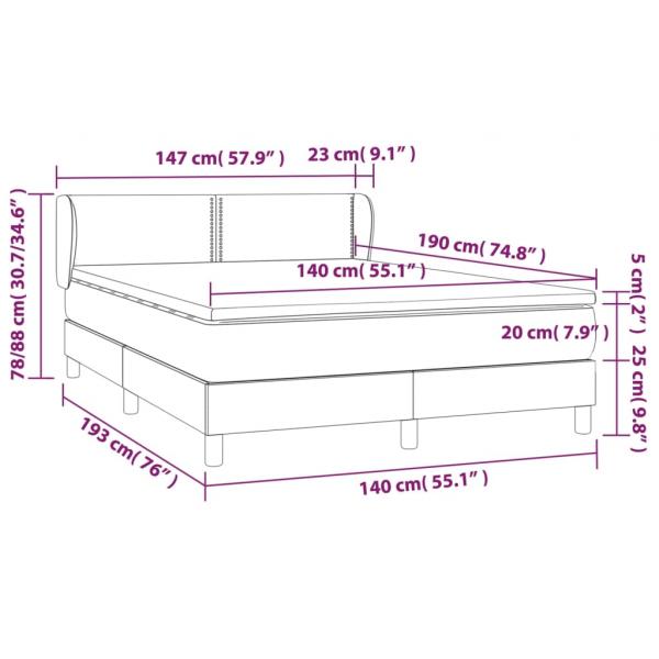 Boxspringbett mit Matratze Blau 140x190 cm Stoff