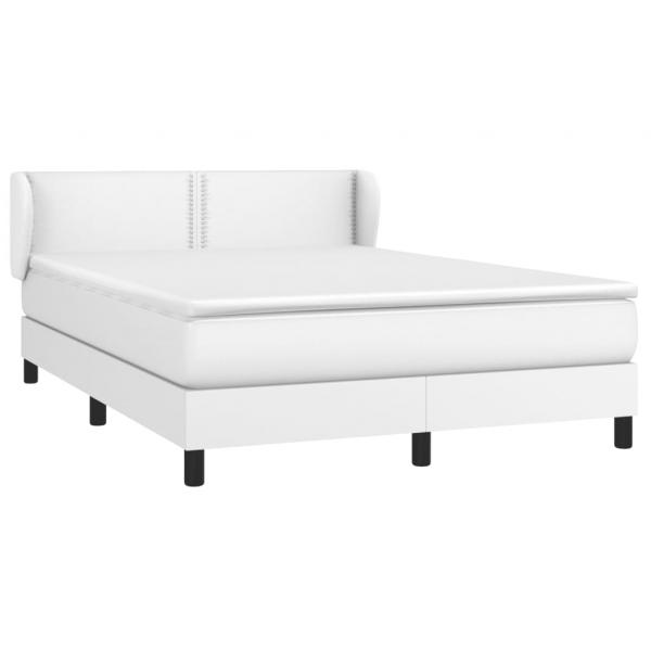 Boxspringbett mit Matratze Weiß 140x190 cm Kunstleder