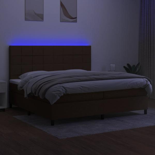 Boxspringbett mit Matratze & LED Dunkelbraun 200x200 cm Stoff