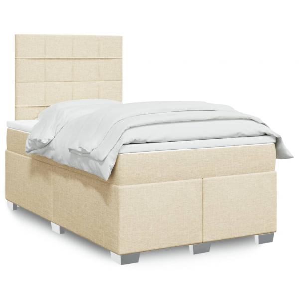 ARDEBO.de - Boxspringbett mit Matratze Creme 120x200 cm Stoff