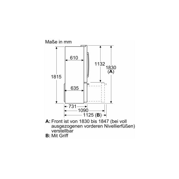 Bosch KFF96PIEP Stand Kühl-Gefrierkombination, 573 L, 90,5cm breit, LED-Beleuchtung, Eis-/Wasserspender, Home Connect, Edelstahl mit Antifingerprint