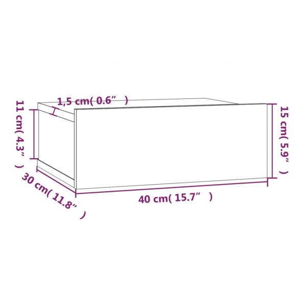 Hängende Nachttische 2 Stk Braun Eiche 40x30x15cm Holzwerkstoff