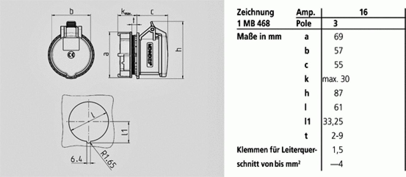 Mennekes (997) TwinCONTACT Anbausteckdose