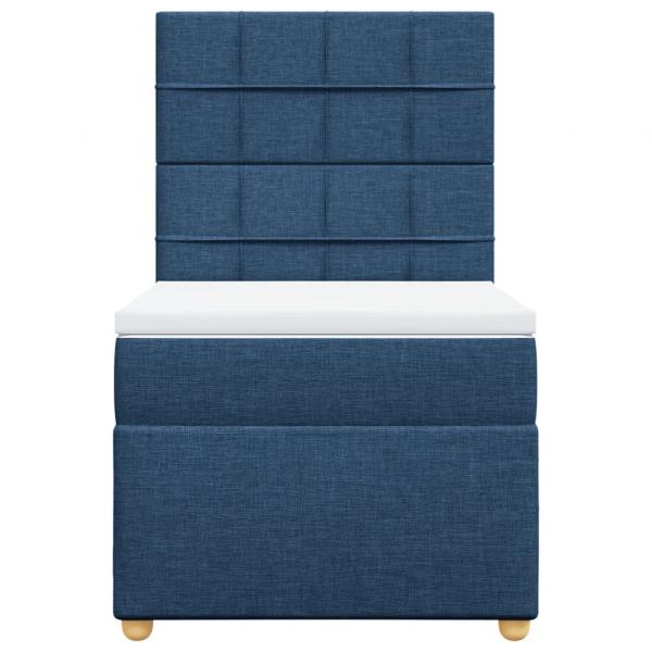 Boxspringbett mit Matratze Blau 100x200 cm Stoff