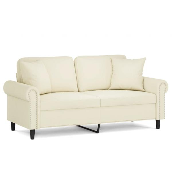 2-Sitzer-Sofa mit Zierkissen Creme 140 cm Samt