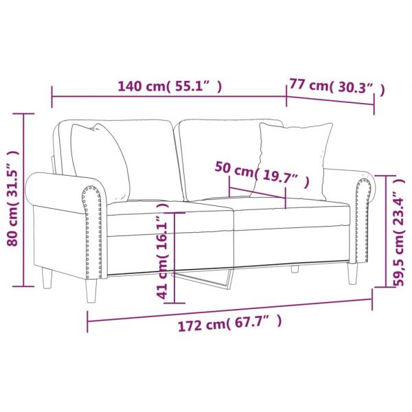 2-Sitzer-Sofa mit Zierkissen Creme 140 cm Samt